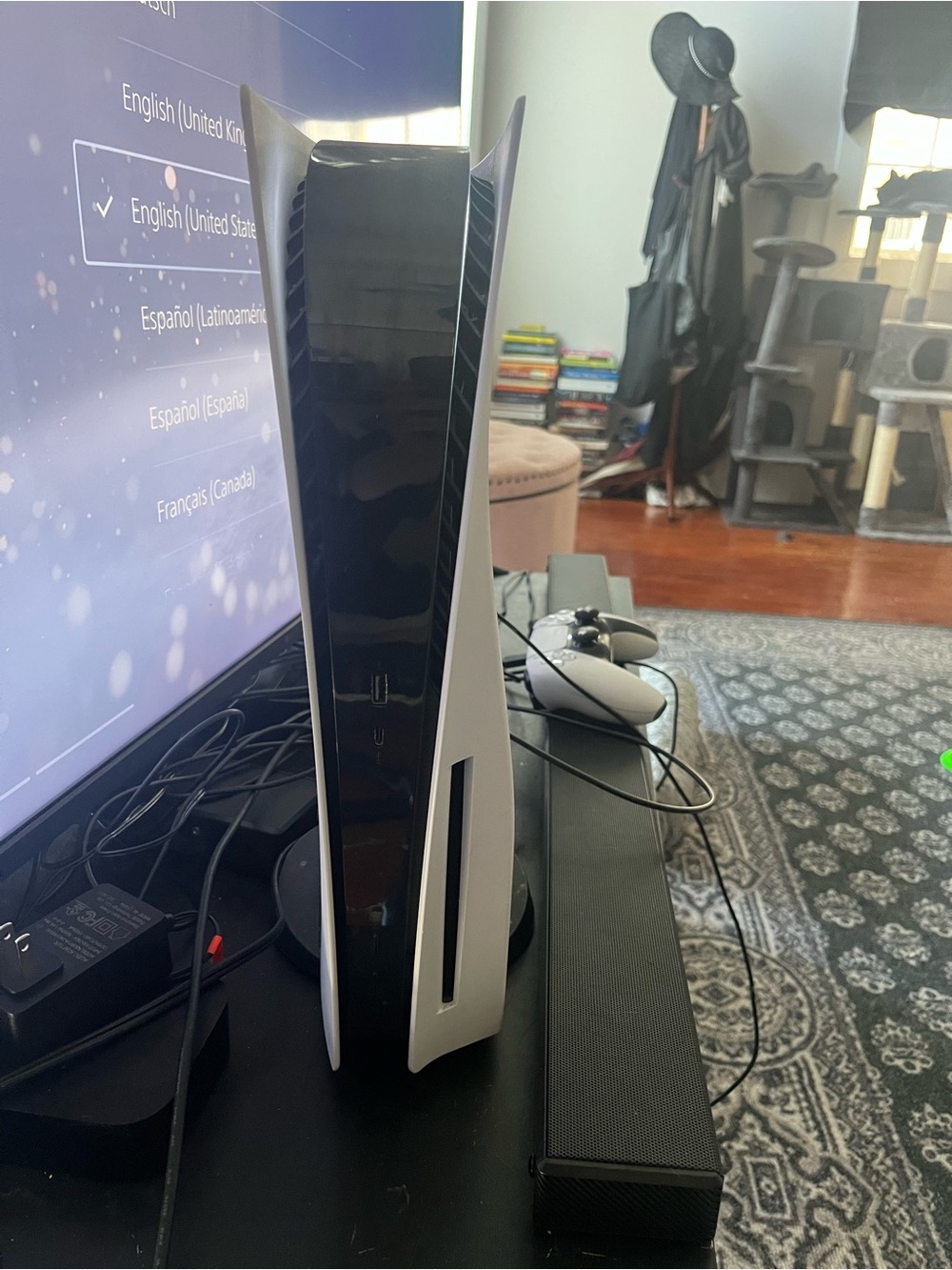 Sony PS5 Console in White and Black Slim Tower